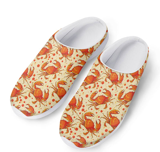 Orange Crab Pattern Print Mesh Casual Shoes