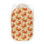 Orange Crab Pattern Print Mesh Laundry Hamper