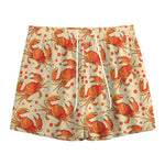 Orange Crab Pattern Print Mesh Shorts