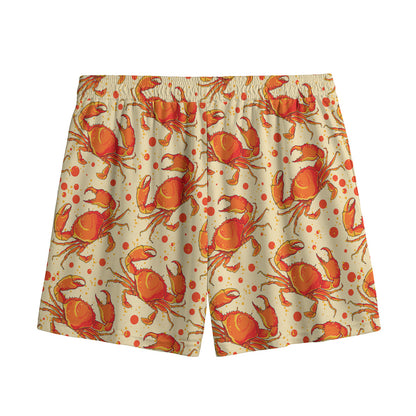 Orange Crab Pattern Print Mesh Shorts
