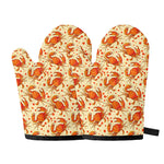 Orange Crab Pattern Print Oven Mitts
