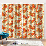 Orange Crab Pattern Print Pencil Pleat Curtains