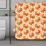 Orange Crab Pattern Print Polyester Shower Curtain