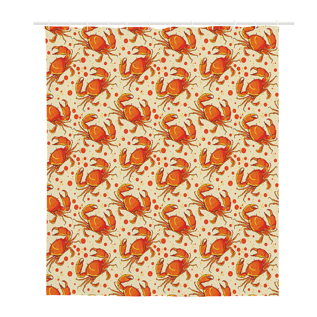 Orange Crab Pattern Print Polyester Shower Curtain
