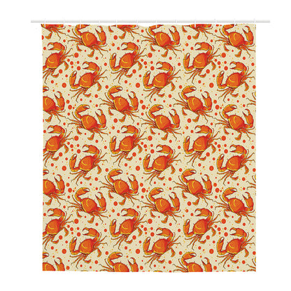 Orange Crab Pattern Print Polyester Shower Curtain
