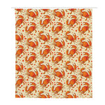 Orange Crab Pattern Print Polyester Shower Curtain