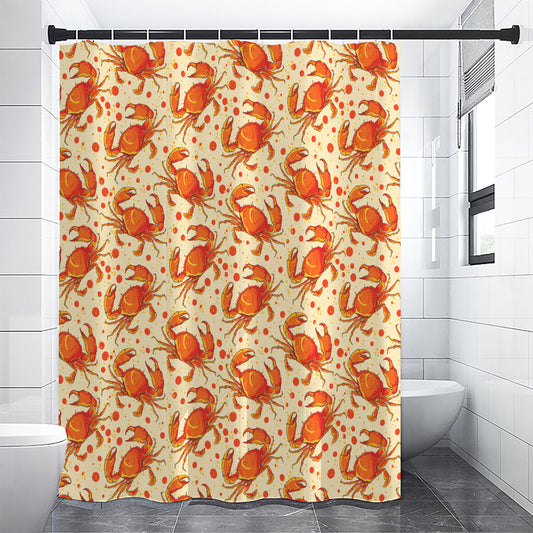 Orange Crab Pattern Print Premium Shower Curtain