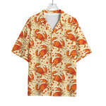 Orange Crab Pattern Print Rayon Hawaiian Shirt