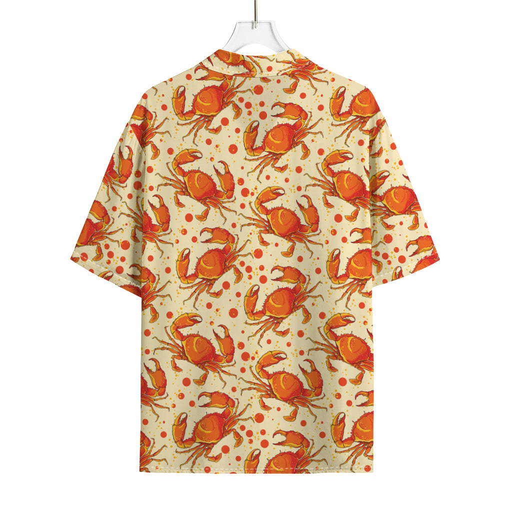 Orange Crab Pattern Print Rayon Hawaiian Shirt