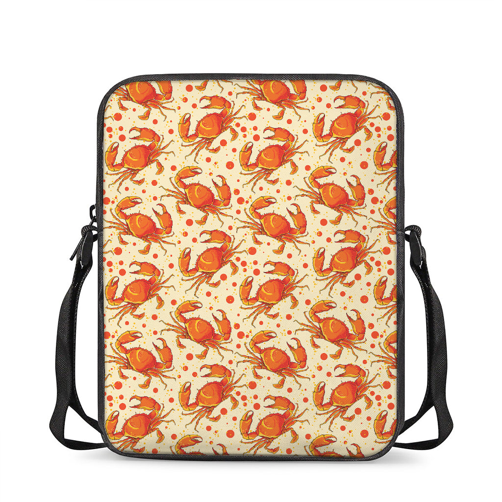 Orange Crab Pattern Print Rectangular Crossbody Bag