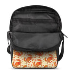 Orange Crab Pattern Print Rectangular Crossbody Bag
