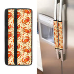 Orange Crab Pattern Print Refrigerator Handle Covers