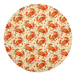 Orange Crab Pattern Print Round Blanket