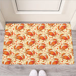 Orange Crab Pattern Print Rubber Doormat