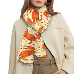Orange Crab Pattern Print Scarf