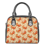 Orange Crab Pattern Print Shoulder Handbag