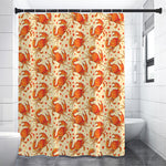 Orange Crab Pattern Print Shower Curtain