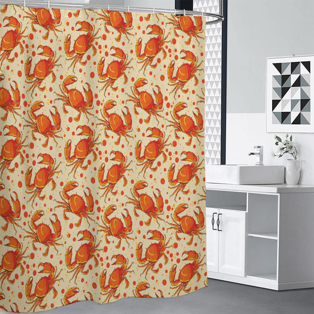 Orange Crab Pattern Print Shower Curtain