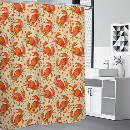 Orange Crab Pattern Print Shower Curtain