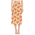 Orange Crab Pattern Print Side Slit Midi Skirt