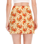 Orange Crab Pattern Print Side Slit Mini Skirt