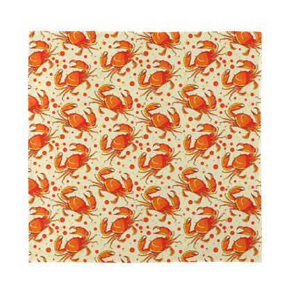 Orange Crab Pattern Print Silk Bandana