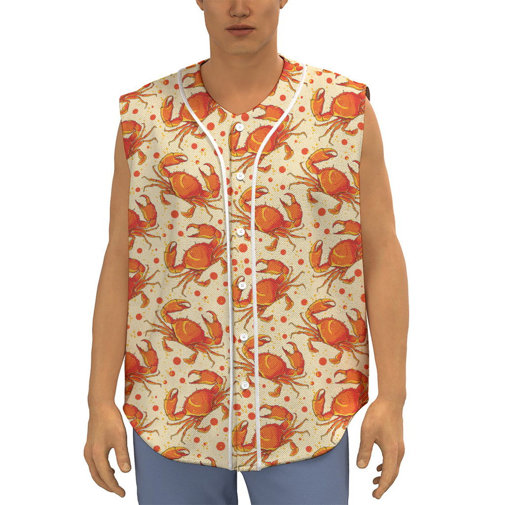 Orange Crab Pattern Print Sleeveless Baseball Jersey