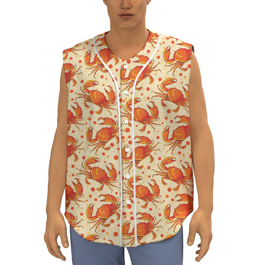 Orange Crab Pattern Print Sleeveless Baseball Jersey