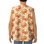 Orange Crab Pattern Print Sleeveless Baseball Jersey