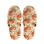 Orange Crab Pattern Print Slippers