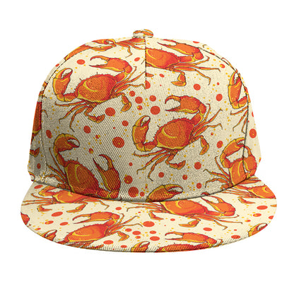 Orange Crab Pattern Print Snapback Cap