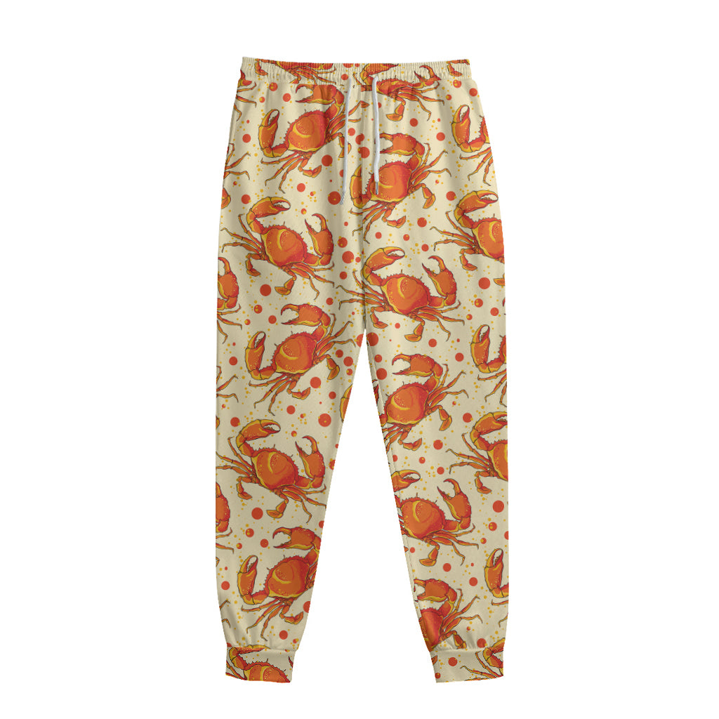 Orange Crab Pattern Print Sweatpants