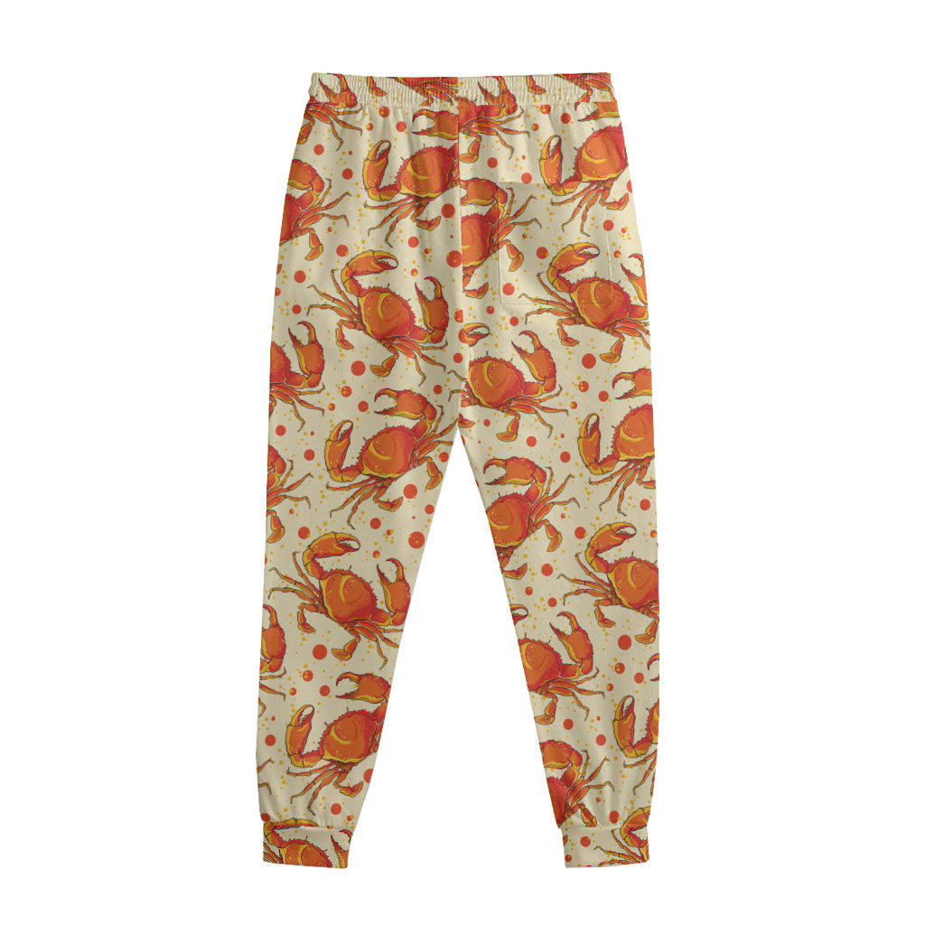 Orange Crab Pattern Print Sweatpants