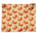 Orange Crab Pattern Print Tapestry