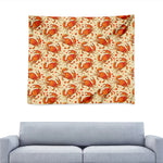 Orange Crab Pattern Print Tapestry