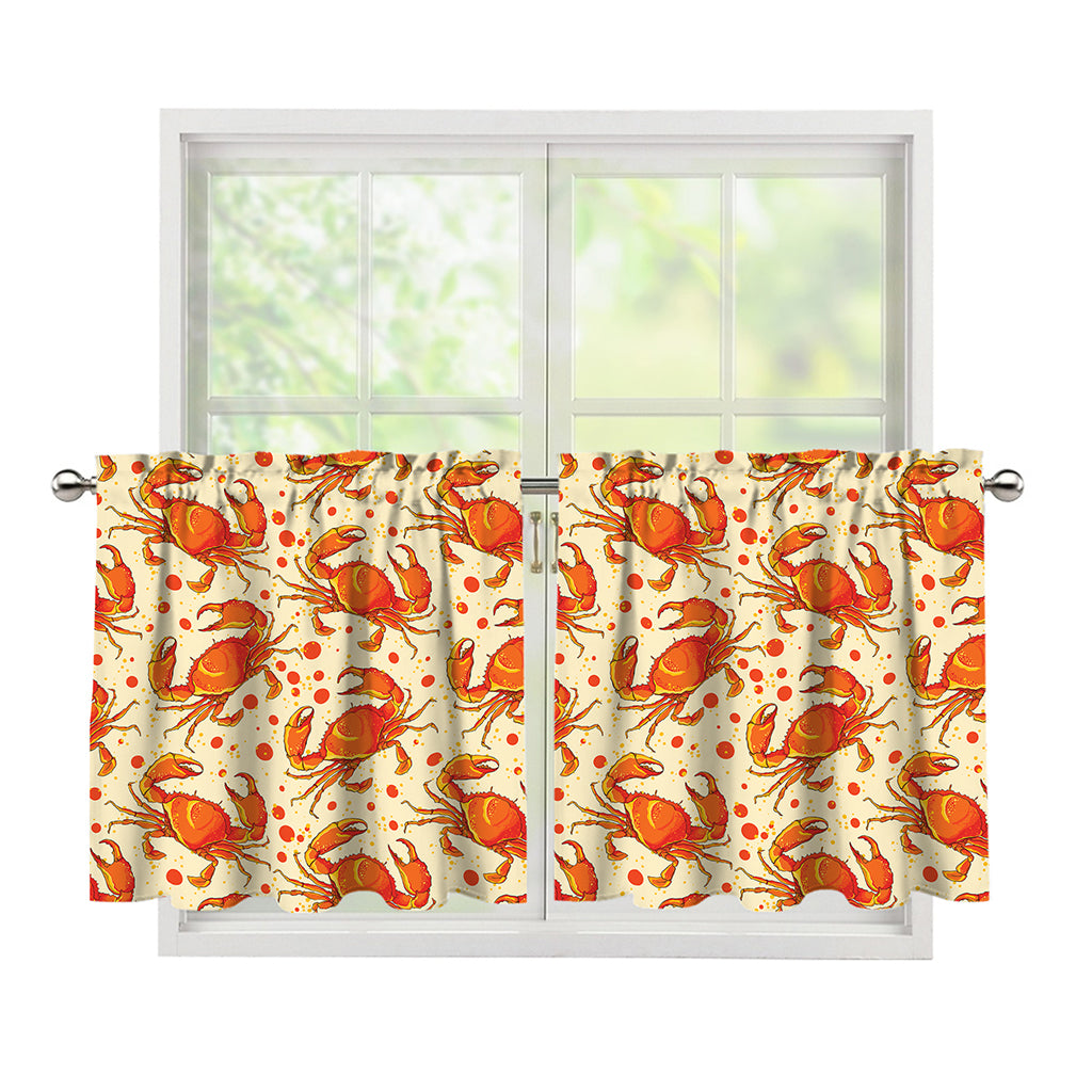 Orange Crab Pattern Print Tier Curtains