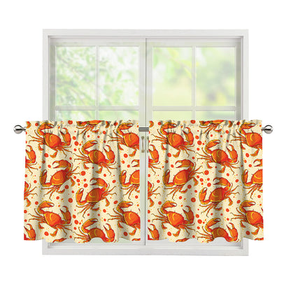 Orange Crab Pattern Print Tier Curtains