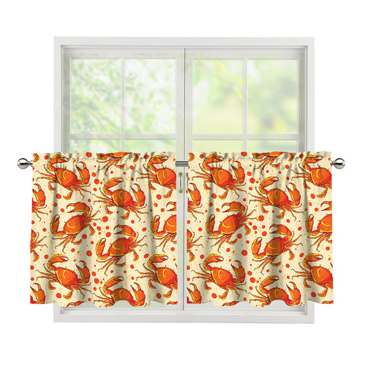 Orange Crab Pattern Print Tier Curtains