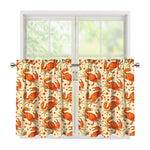 Orange Crab Pattern Print Tier Curtains