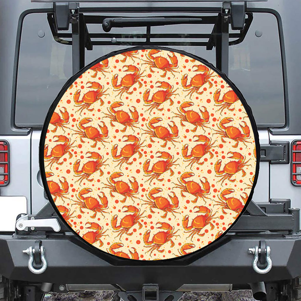 Orange Crab Pattern Print Tire Cover
