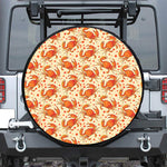 Orange Crab Pattern Print Tire Cover