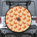 Orange Crab Pattern Print Tire Cover With Camera Hole