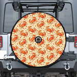 Orange Crab Pattern Print Tire Cover With Camera Hole