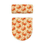 Orange Crab Pattern Print Toilet Lid And Tank Cover Set