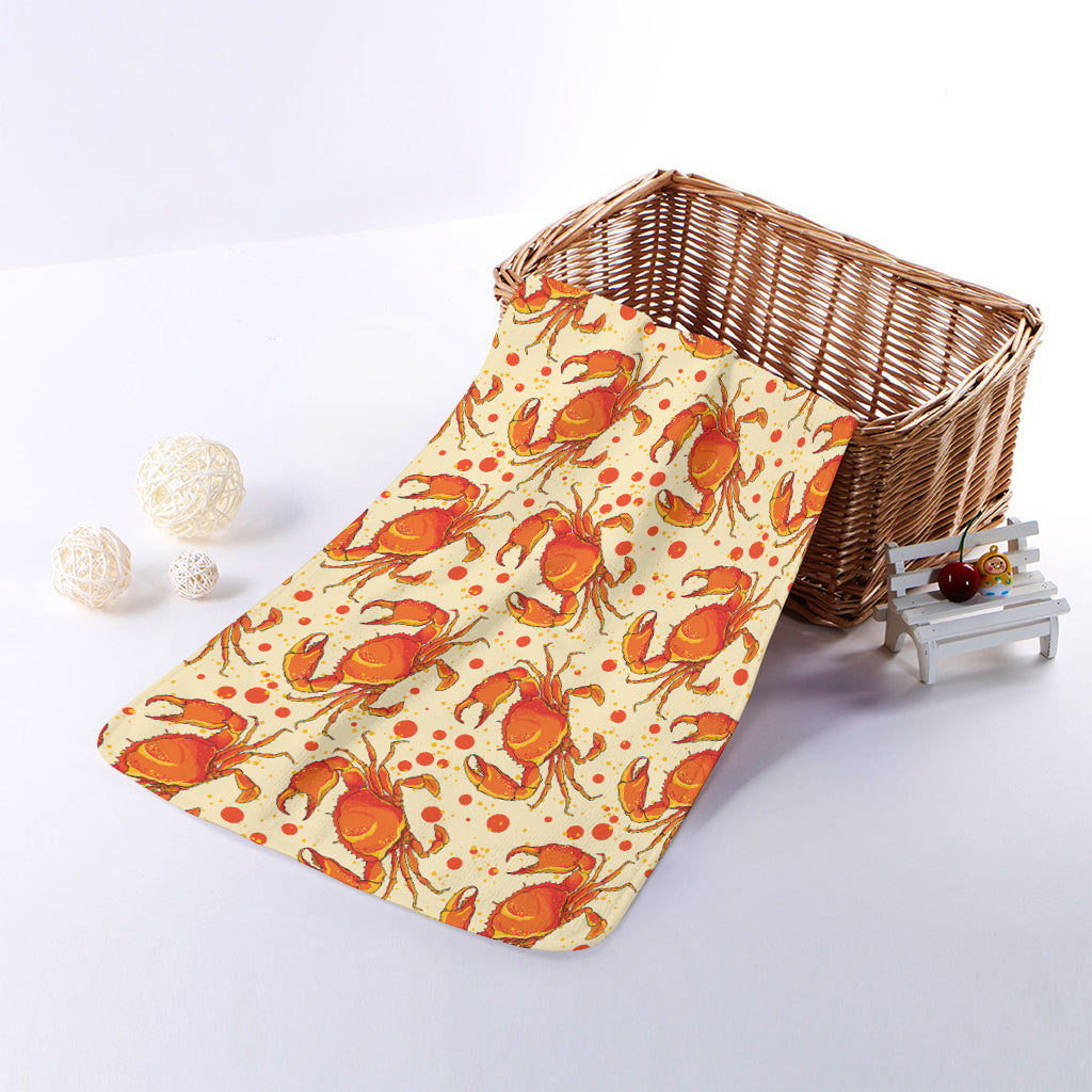 Orange Crab Pattern Print Towel