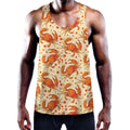 Orange Crab Pattern Print Men's Workout Tank Top
