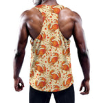 Orange Crab Pattern Print Training Tank Top