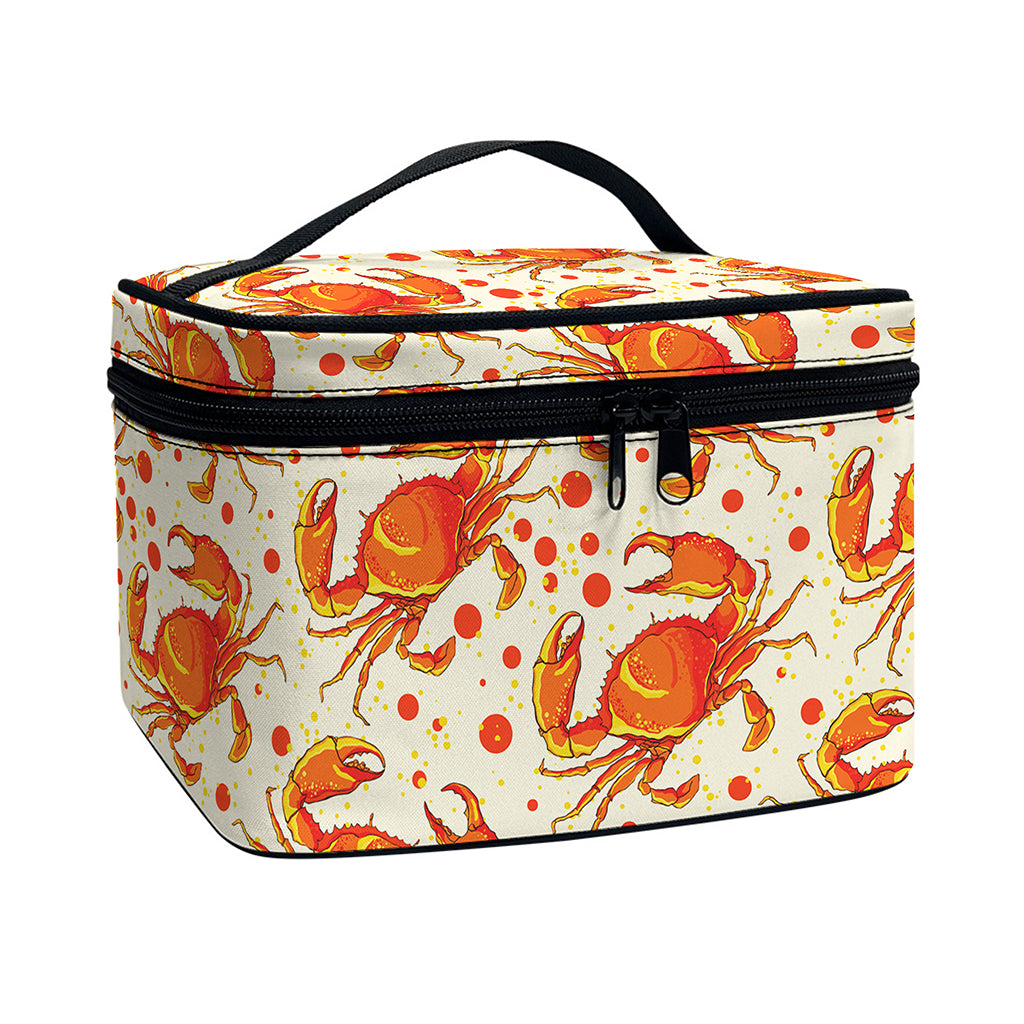 Orange Crab Pattern Print Travel Makeup Bag