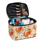 Orange Crab Pattern Print Travel Makeup Bag