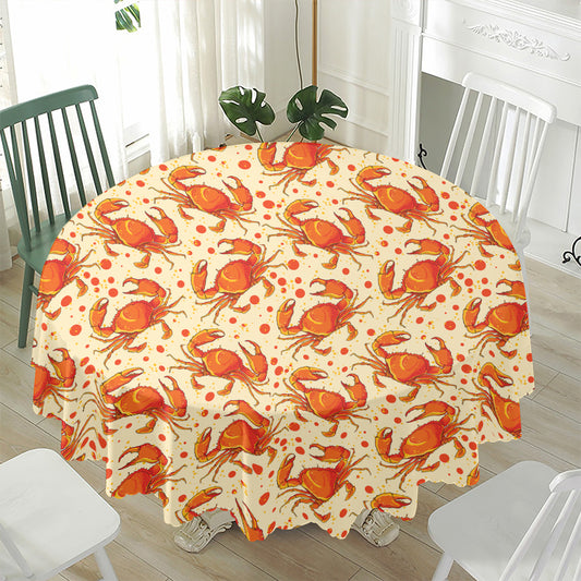 Orange Crab Pattern Print Waterproof Round Tablecloth